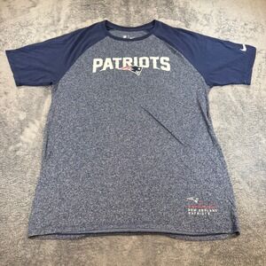 Nike New England Patriots NFL Mens Large Navy Blue Heather T-Shirt L